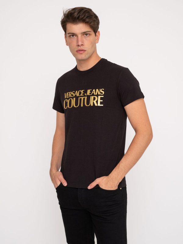 Camiseta versace hombre negra logo dorado dolcevitaboutique.es