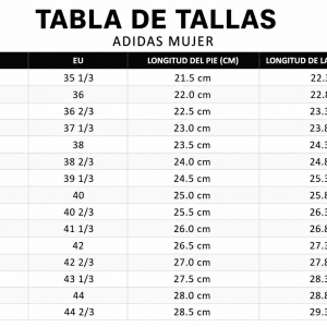 Tabla tallas adidas mujer